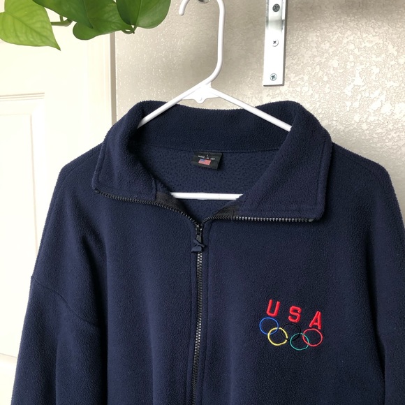 Vintage USA Olympic Zip Up Fleece Sweater - Picture 2 of 4
